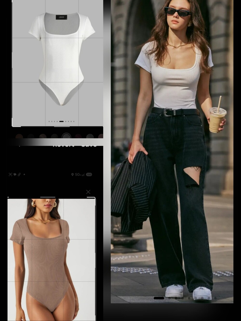 Cider Ribbed Round Scoop Neck Short Sleeve Bodysuit Set, 4XL, NWT